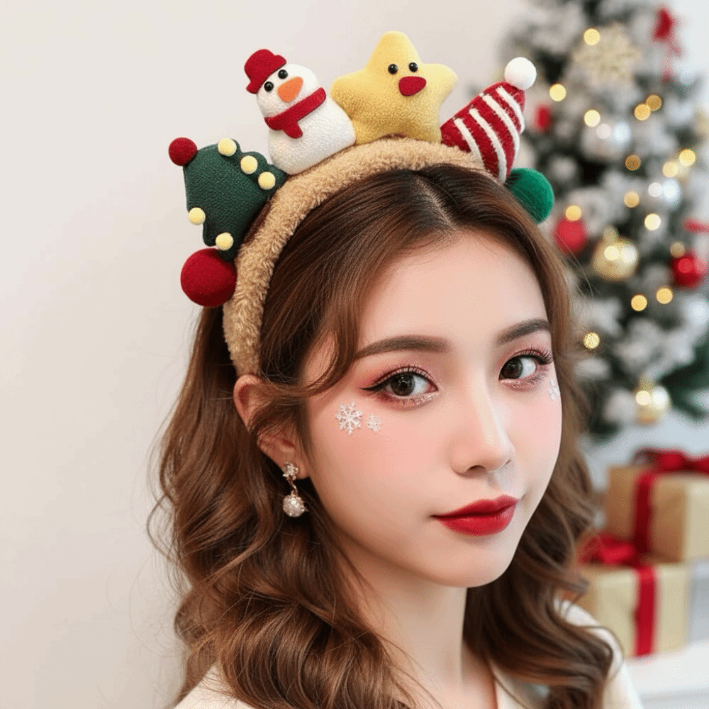 Reindeer Antlers Headband - Diadema Navideña de Textura Afelpada, Colores