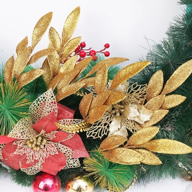 10PCS Tallo de hoja artificial - Christmas Wreath Fake reseña y precio