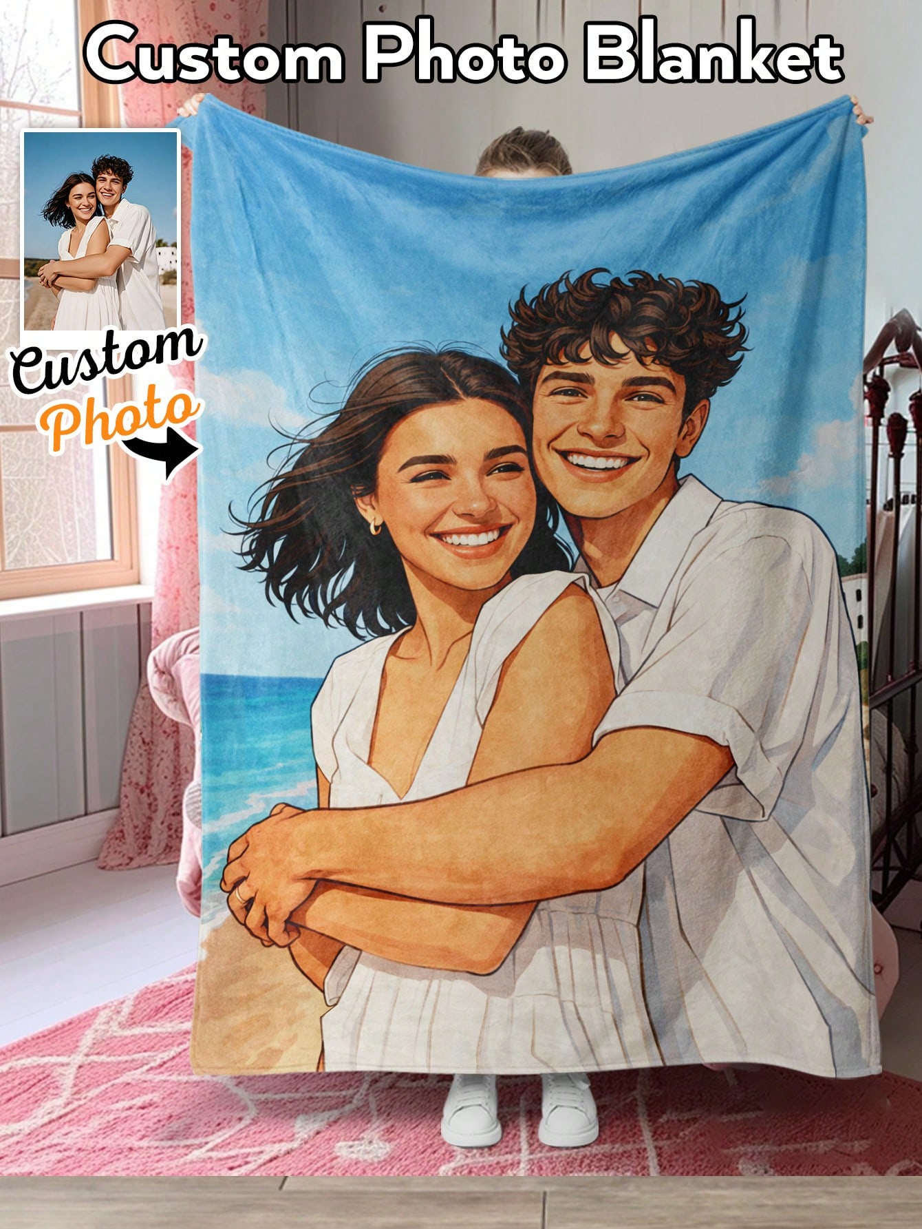 Manta personalizada con foto e - Christmas Throw Blanket reseña y precio