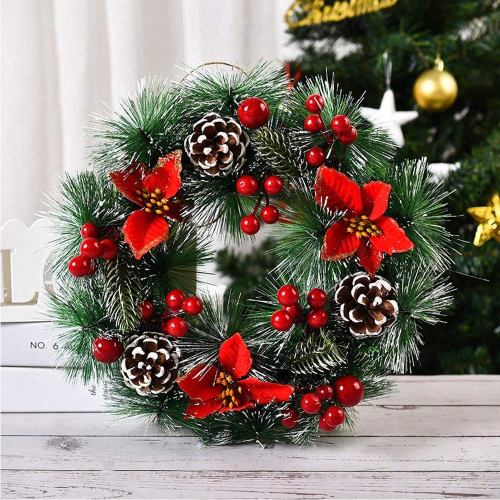 1 Pieza de Guirnalda Navideña  - Christmas Wreath Fake reseña y precio