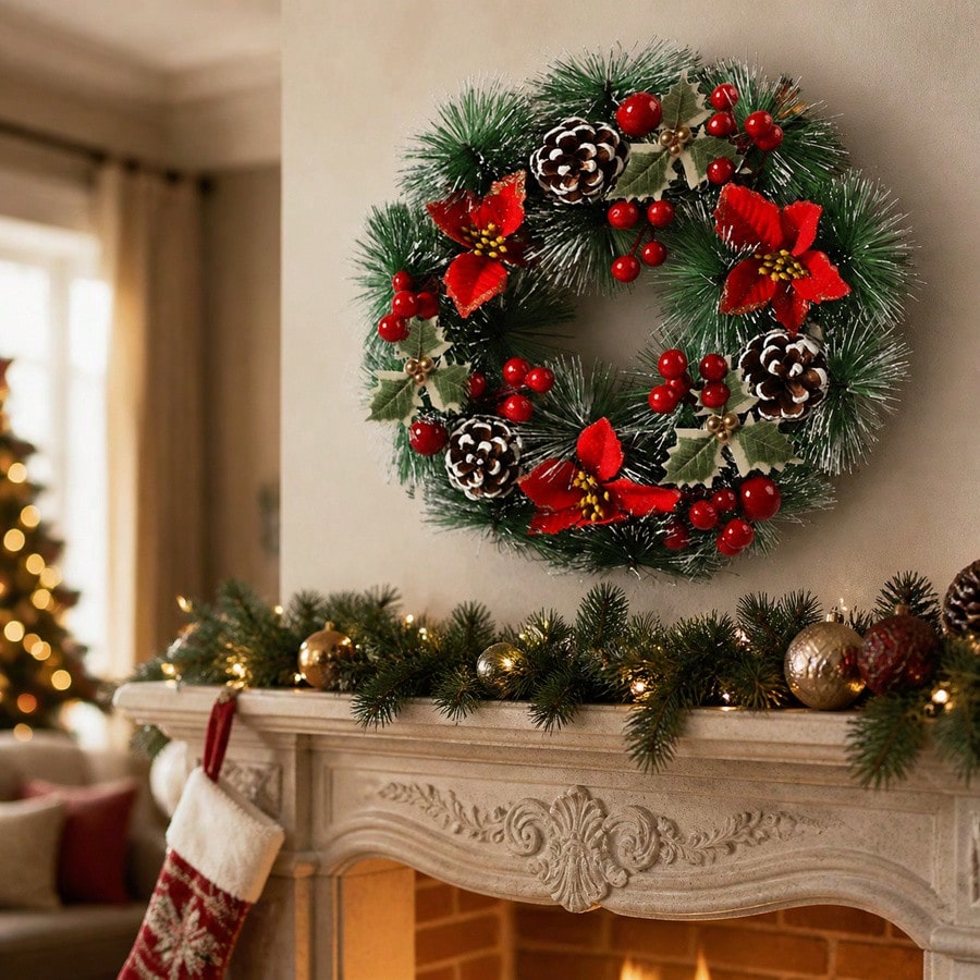 1 Pieza de Guirnalda Navideña  - Christmas Wreath Fake reseña y precio